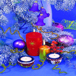 99px.ru аватар Ёлочка, под нею горящие свечи и новогодние игрушки