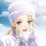 99px.ru аватар Анимешная девушка блондинка зимой на фоне неба