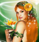 Аватар Рыжеволосая Девушка-Весна с волшебным цветком