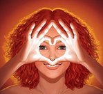 99px.ru аватар Девушка с рыжими волосами сложила из пальцев сердце
