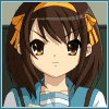 Аватар Харухи из аниме Меланхолия Харухи Судзумии / The melancholy of Haruhi Suzumiya встряхивает волосы