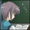 Аватар Юки из аниме Меланхолия Харухи Судзумии / The melancholy of Haruhi Suzumiya листает книгу (Yuki)