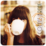 Аватар Девушка пьет кофе с большой белой кружки *coffee break / кофе-брейк*