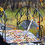 99px.ru аватар Ажурный мостик осенью в парке, на нём забытый зонтик