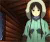 99px.ru аватар Мио-тян из аниме K-ON показывает на снежную бурю за окном