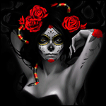 99px.ru аватар Девушка с разрисованным лицом, алыми розами в волосах и свисающей  змеёй