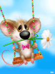 99px.ru аватар Мышонок с цветком поздравляет с праздником