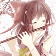 Аватар Hakurei Reimu / Хакурей Рейму из серии игр Тохо / Touhou Project / Проект «Восток» весной играет на флейте