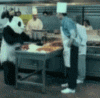 99px.ru аватар Человек в костюме панды обсыпает повара мукой