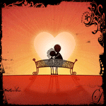 99px.ru аватар Влюбленная пара сидит на лавочке, и встречает рассвет солнца в виде сердечка