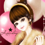 Аватар Шатенка держит связку воздушных шаров в руке (happy day)