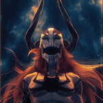 Аватар Kurosaki Ichigo / Куроскаи Ичиго из аниме Блич / Bleach в обличье Пустого на фоне грозового неба