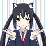 99px.ru аватар Накано Адзуса из аниме K-ON! с кошачьими ушками на голове разводи руками