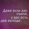 Есть два выхода. Даже если вас съели у вас. Если вас съели у вас два выхода. Даже если тебя съели у тебя есть два выхода. Даже если вас проглотили у вас есть два выхода.