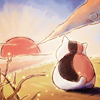 99px.ru аватар Nyanko-sensei / Котя-сенсей из аниме Тетрадь дружбы Нацумэ / Natsume Yuujinchou / Natsume`s Book of Friends любуется закатом