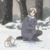 99px.ru аватар Такаши-кун забрасывает Нянко-сенсея снежками, аниме Тетрадь дружбы Нацумэ / Natsume Yuujinchou / Natsume`s Book of Friends