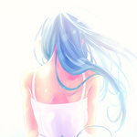 99px.ru аватар Девушка с синими волосами стоит спиной в белом платье