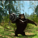 99px.ru аватар Медведь поднимает штангу в лесу - мультфильм Маша и Медведь