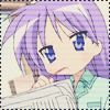 Аватар Хиираги Кагами / Hiiragi Kagami из аниме Счастливая Звезда / Lucky Star чистит зубы и читает утреннюю газету