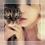99px.ru аватар Девушка прижимает к своему лицу мордочку полосатого кота