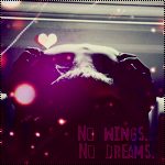 Аватар Девушка с надписью 'No wings. No dreams'