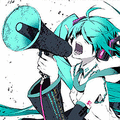 Аватар Vocaloid Hatsune Miku/ Вокалоид Хатсунэ Мику с мегафоном в руке (Love is war)