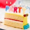 Аватар Кусок торта со свечками в виде букв, которые образуют слово Party / Вечеринка