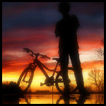99px.ru аватар Силуэт мужчины с велосипедом на фоне закатного неба