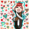 Аватар Gaara / Гаара из аниме Наруто / Naruto на фоне разноцветных сердечек танцует Caramelldansen