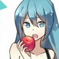 Аватар Vocaloid Hatsune Miku / Вокалоид Хатсунэ Мику ест яблоко