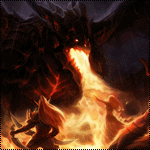 99px.ru аватар Смертокрыл / Deathwing из онлайн игры World of Warcraft дышит огнем на волшебницу