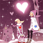 99px.ru аватар Две девушки смотрят на луну-сердечко