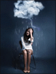 99px.ru аватар Грустная девушка сидит на стуле, над ней тучка, из которой льётся дождь