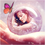 99px.ru аватар Рука держит стеклянный шар с девушкой, на котором сидит бабочка