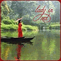 Аватар Девушка с красным зонтом плывёт на лодке по реке ( lady in red / леди в красном )