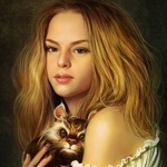 Аватар Девушка с кошкой на руках