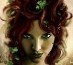99px.ru аватар Зеленоглазая девушка с зелеными губами и листвой на голове