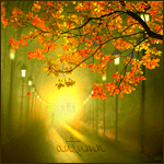 99px.ru аватар Фонари возле дороги и листья осыпающиеся с осеннего дерева (autumn / осень )