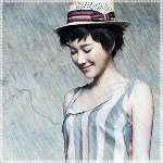 Аватар Ли Джи А / Lee Ji Ah стоит под дождем, закрыв глаза