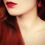 99px.ru аватар Рыжеволосая девушка с красными губами и с красной сережкой