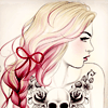 99px.ru аватар Блондинка с бантиком в волосах и татуировкой на груди
