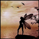 99px.ru аватар Девушка с крылышками стоит на берегу реки на закате