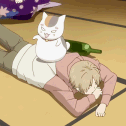 Аватар Нянко-сенсей / Nyanko-sensei прыгает на Такаси Нацумэ / Takashi Natsume из аниме Natsume Yuujinchou / Тетрадь дружбы Нацумэ