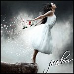 99px.ru аватар Девушка с осыпающимися цветами в руке, стоит на краю обрыва (Freedom / Свобода)