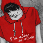 99px.ru аватар Грустный парень в красной футболке с капюшоном (I`m alone, so alone / Я одинок, очень одинок)