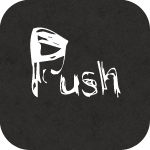 Аватар Белая надпись 'Push / Нажми' на сером фоне