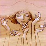 99px.ru аватар Девушка с развевающимися волосами и руки, из работ художника Одри Кавасаки / art by Audrey Kawasaki