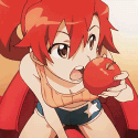 Аватар Yoko / Ёко из аниме Tengen Toppa Gurren-Lagann / Гуррен-Лаганн, пронзающий небеса ест яблоко
