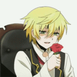 Аватар Подмигивающий Оз Безариус / Oz Vessalius из аниме Сердца Пандоры / Pandora Hearts с розой в руке
