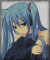 99px.ru аватар Vocaloid Hatsune Miku / Вокалоид Хатсуне Мику грустит под дождём